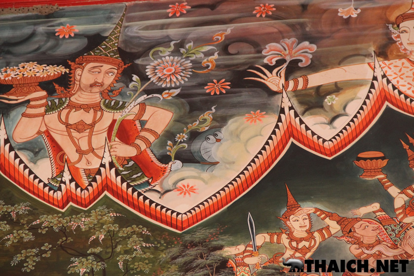 ドラえもん寺ワット サンパシウの壁画のドラえもん全公開 スパンブリー県 タイランドハイパーリンクス Thai Hyper