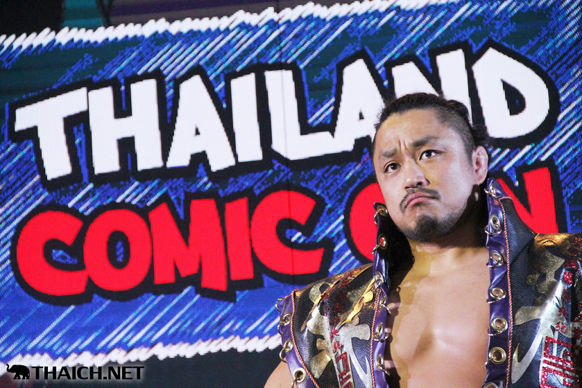 後藤洋央紀（新日本プロレス）、鷲見友美ジェナ（仮面ライダーGIRLS）が「タイランド・コミック・コン 2014」の開催をアピール