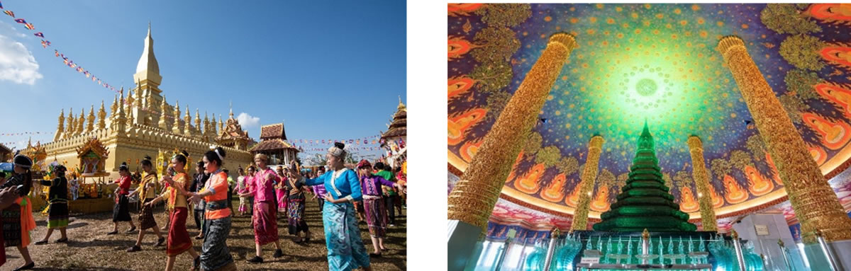左から:タートルアン祭り(ラオス、ビエンチャン) ワット・パクナム(タイ、バンコク) 左から:タートルアン祭り(ラオス、ビエンチャン) ワット・パクナム(タイ、バンコク)
