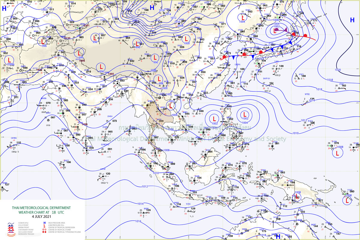 バンコクで最高気温39度の予想、［2021年7月5日の天気］