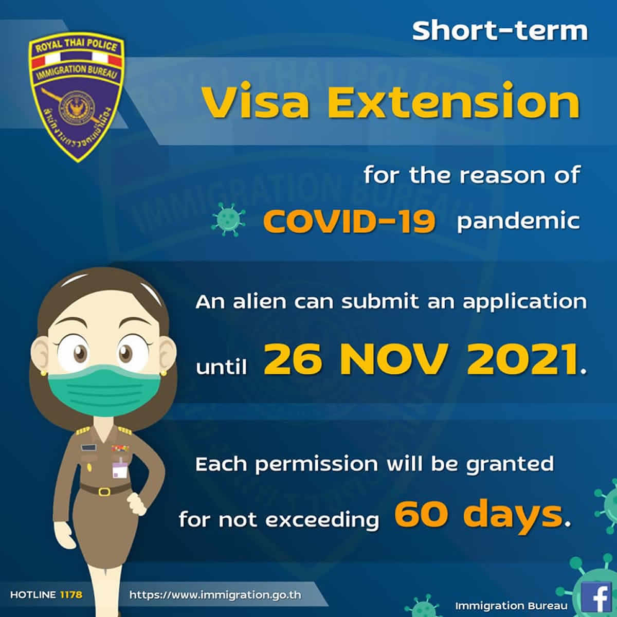 タイから帰国できない外国人旅行者、2021年11月26日まで滞在延長申請が可能に