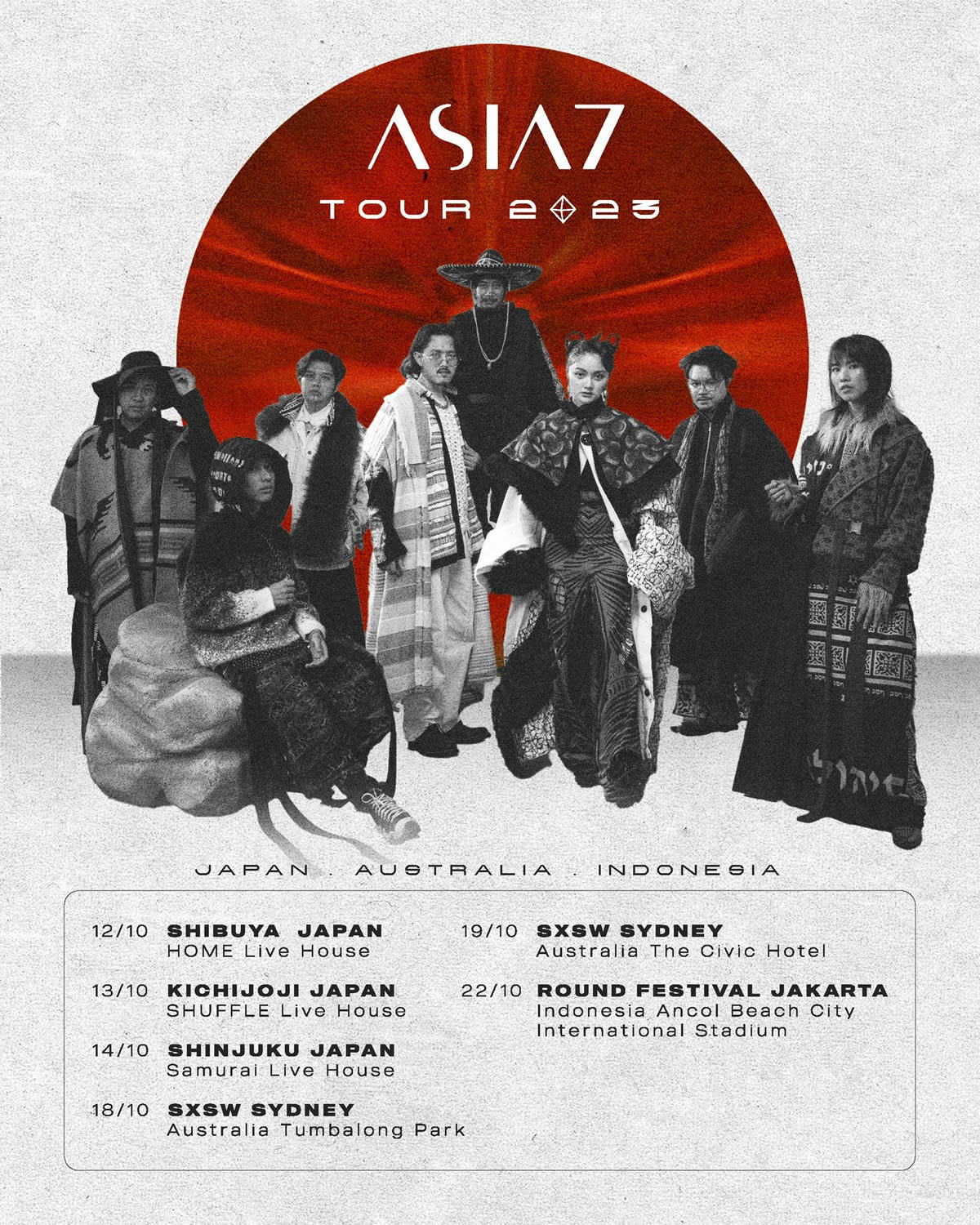 タイ発フュージョンポップバンド「ASIA7」が日本ツアーを実施、2023/10/12（木）~14（土）