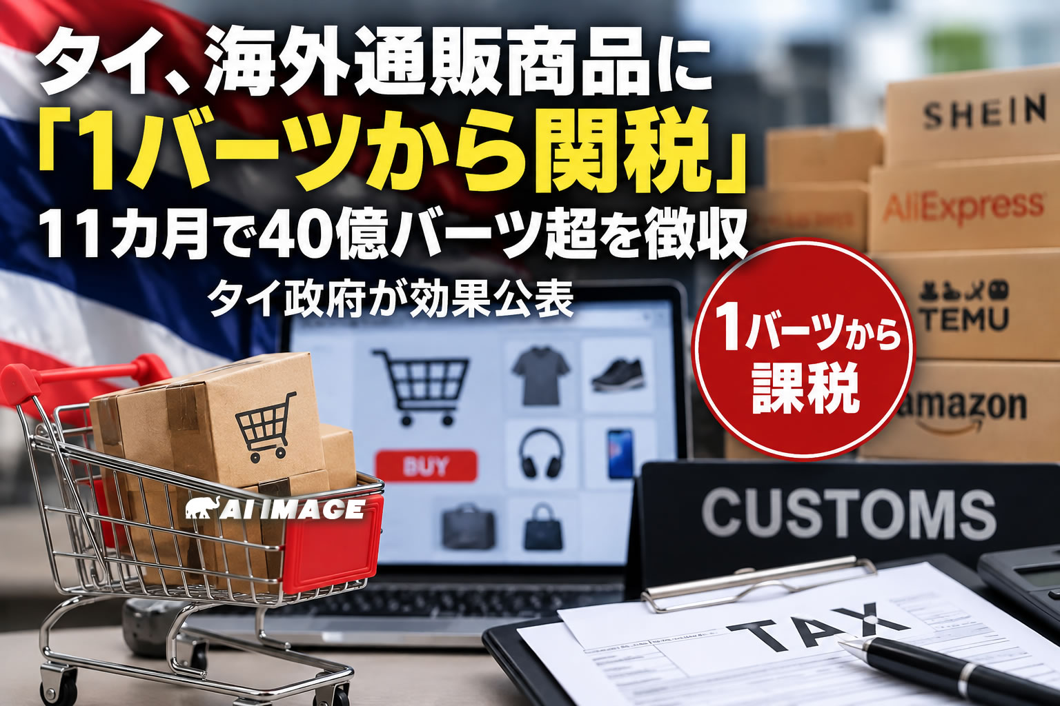 タイ、海外通販商品に「1バーツから関税」 11カ月で40億バーツ超を徴収